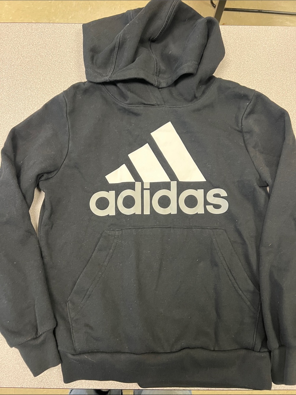 adidas Black Hoodie with Large White Logo